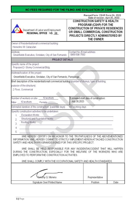 NO FEES REQUIRED FOR THE FILING EVALUATION AND .